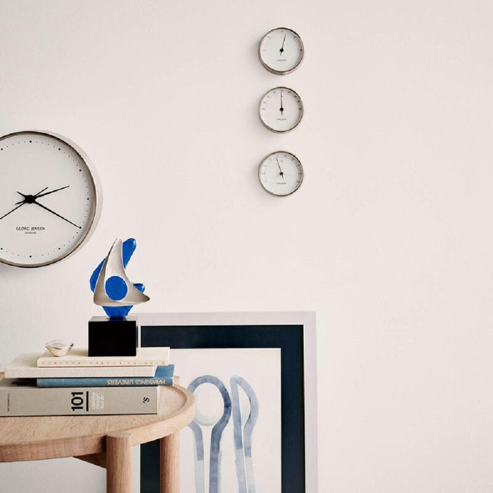 Georg Jensen HK Relógio de parede Aço inoxidável/branco, 22 cm