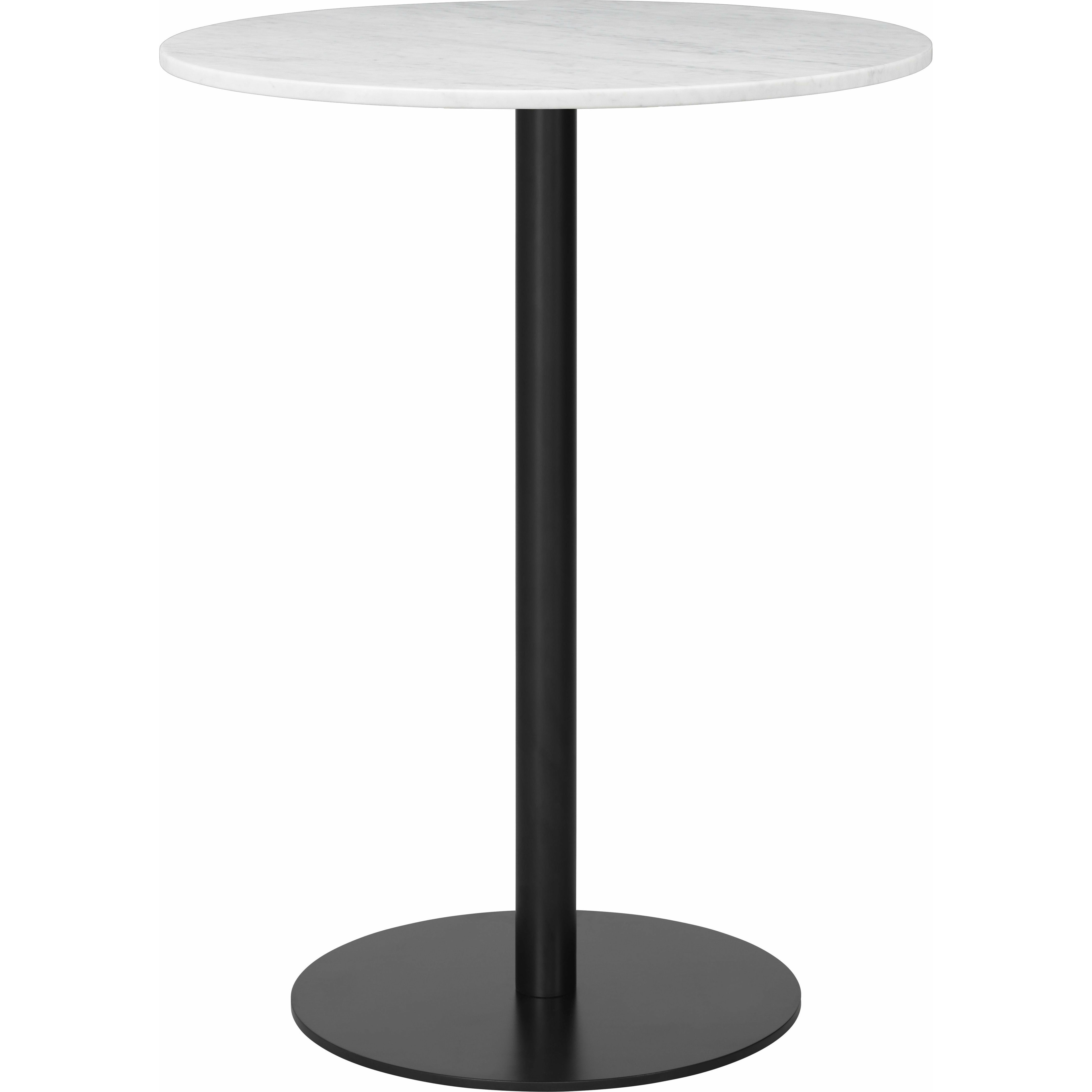 Gubi 1,0 -bar Tisch rund schwarze Basis weißer Carrara Marmor Ø80 cm