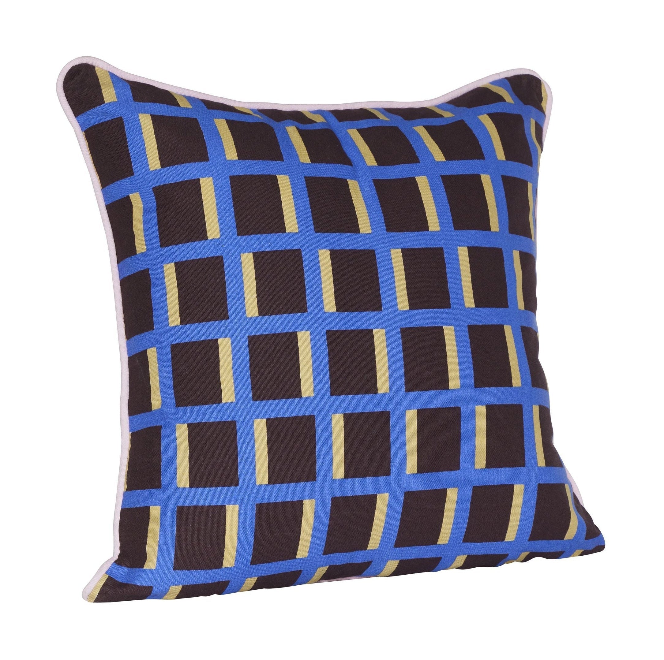 Hübsch Agenda Cushion, multicolore / marron / bleu