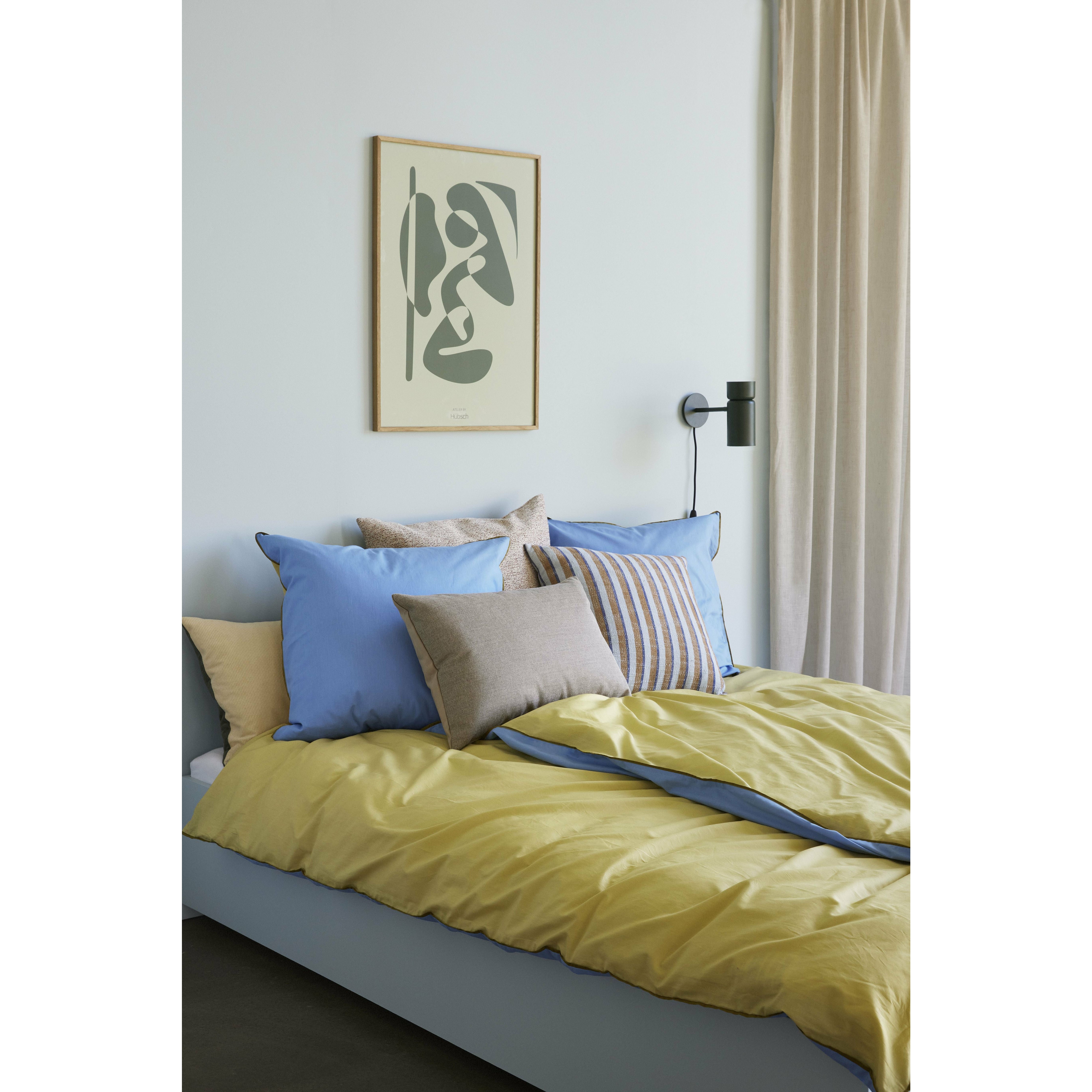 Lino de la cama de Hübsch Aki 60/200, azul/amarillo