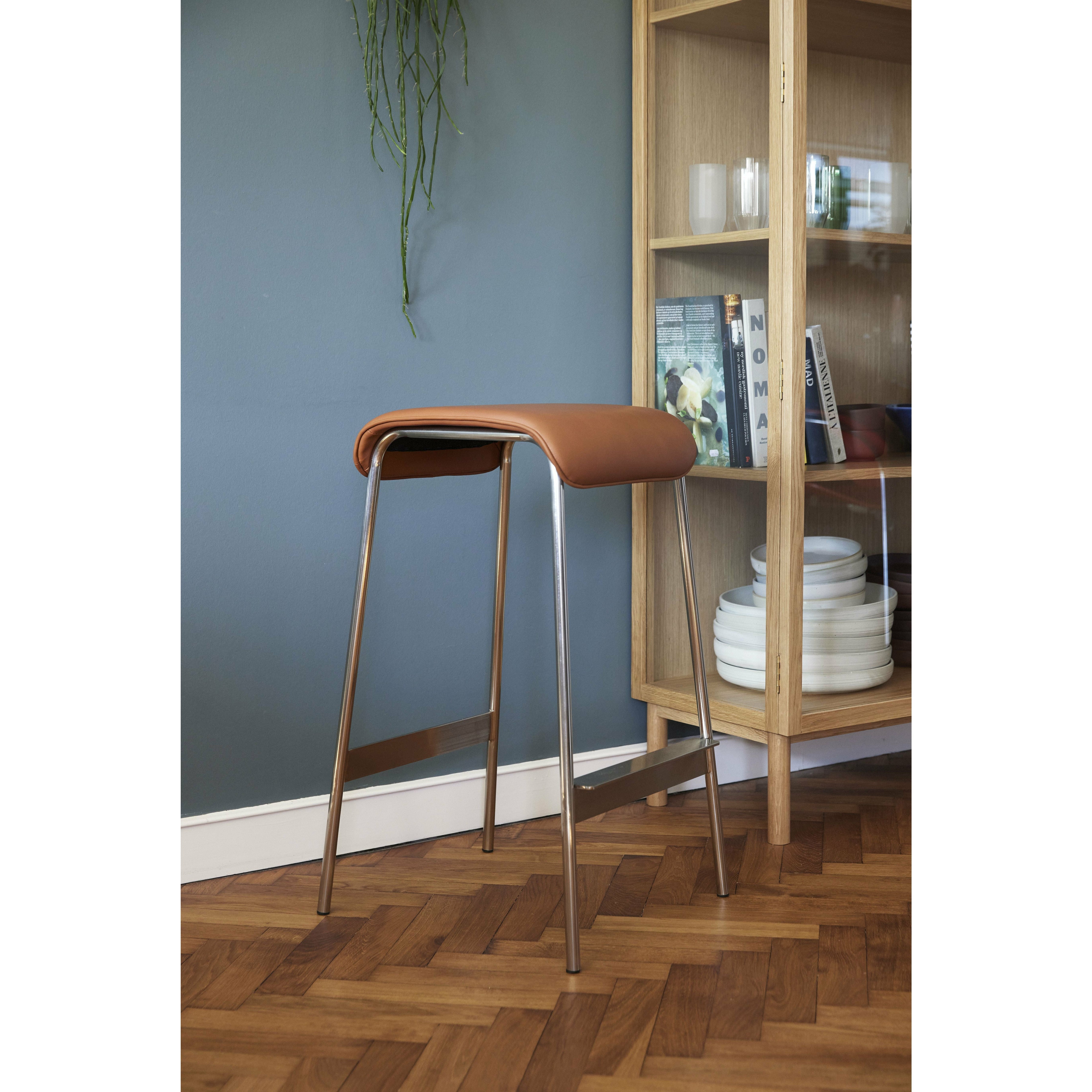 Hübsch Avenue Bar Stool, Nickel/Brown