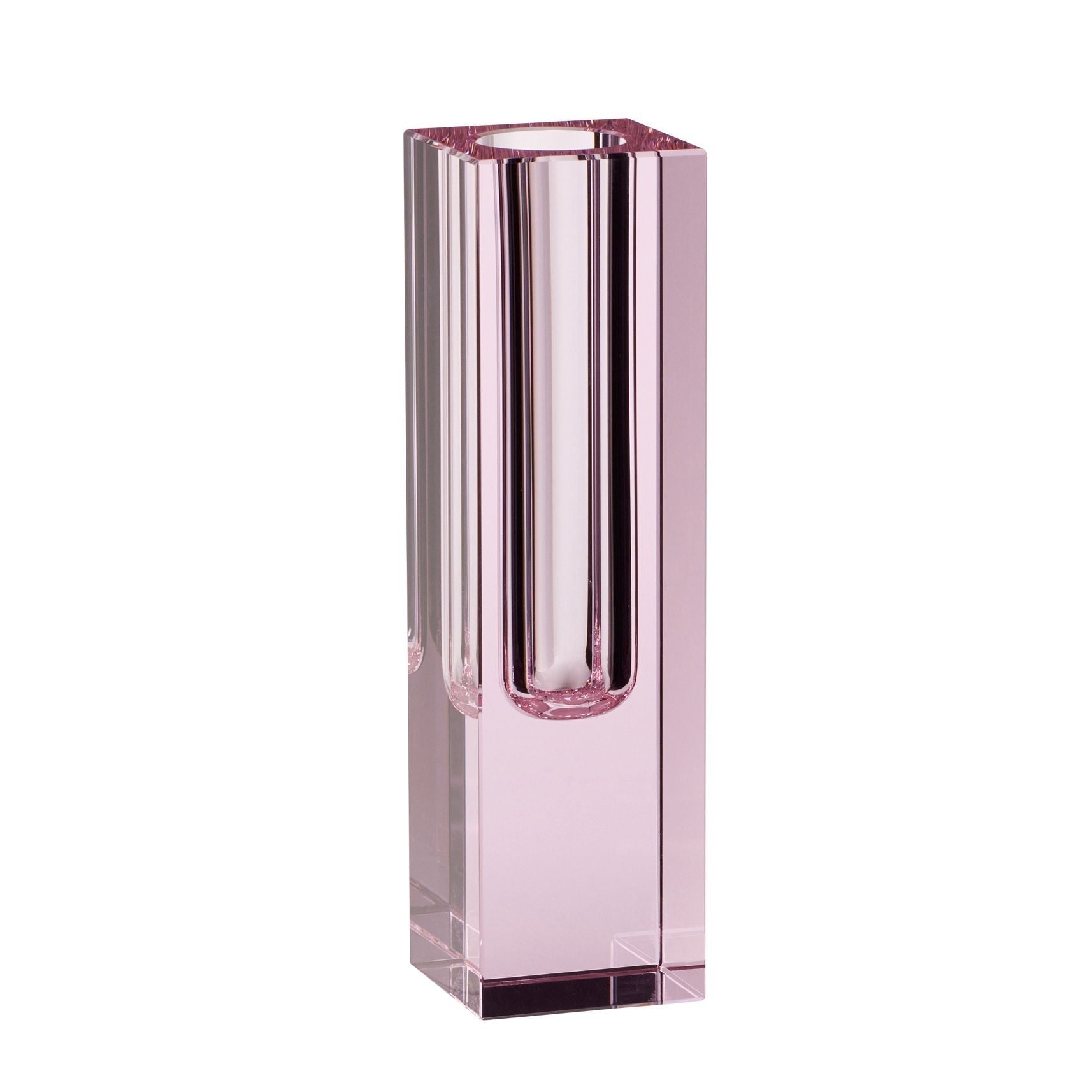 Hübsch Block Vase Crystal, rosa