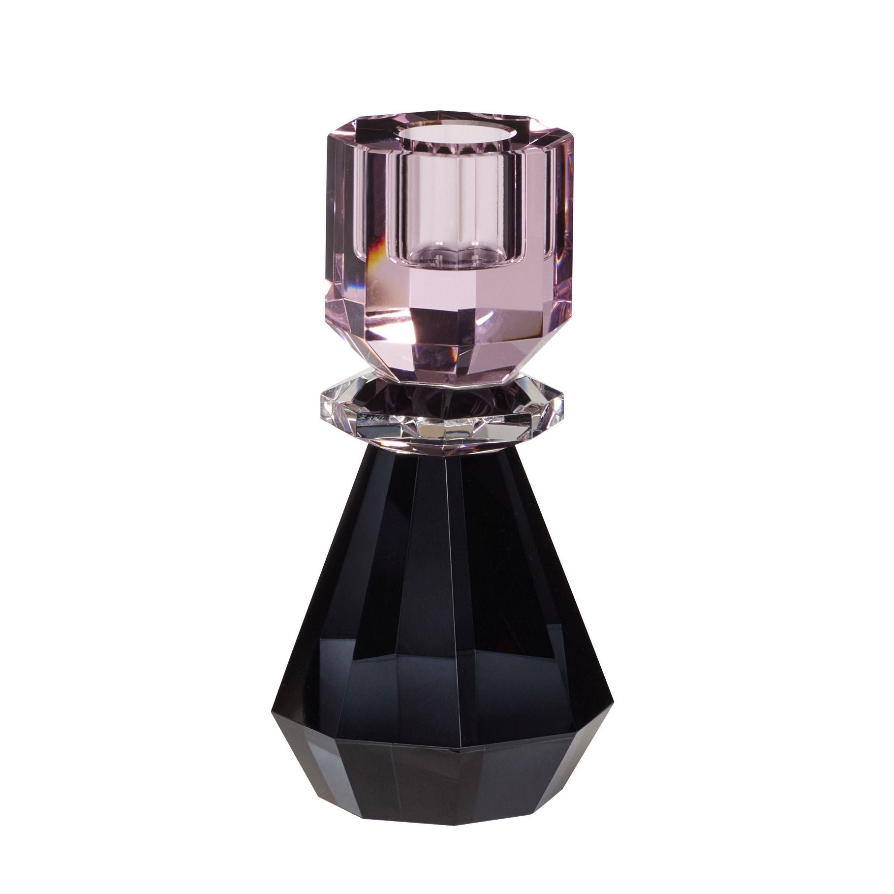 Hübsch candelabro Candlestick Crystal Smoky Grey/Pink