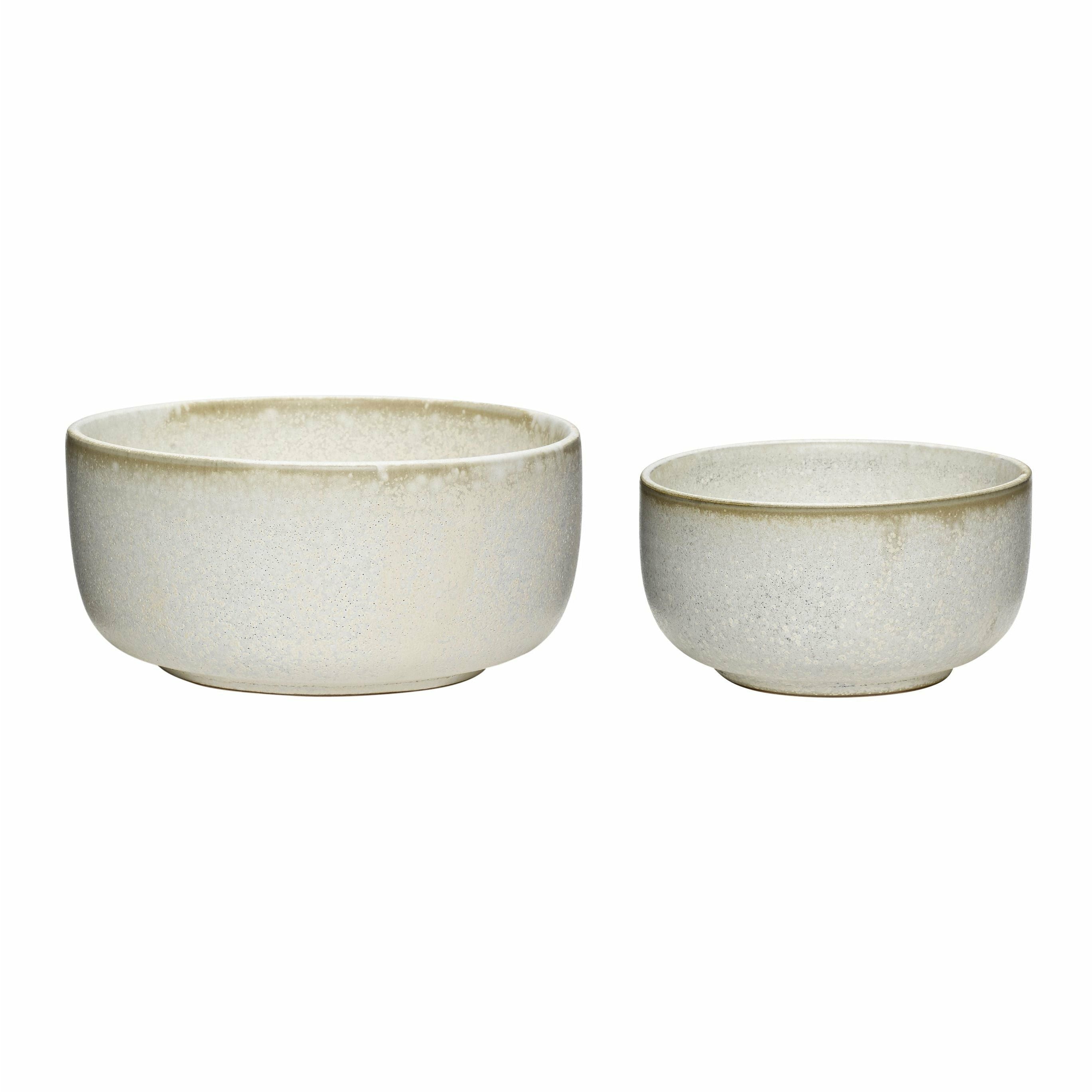 Hübsch Clay Bowl Keramisk hvidt sæt på 2, Ø11/15 cm
