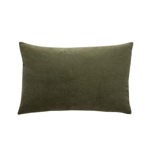 Hübsch Duo Cushion M relleno de terciopelo arena/verde