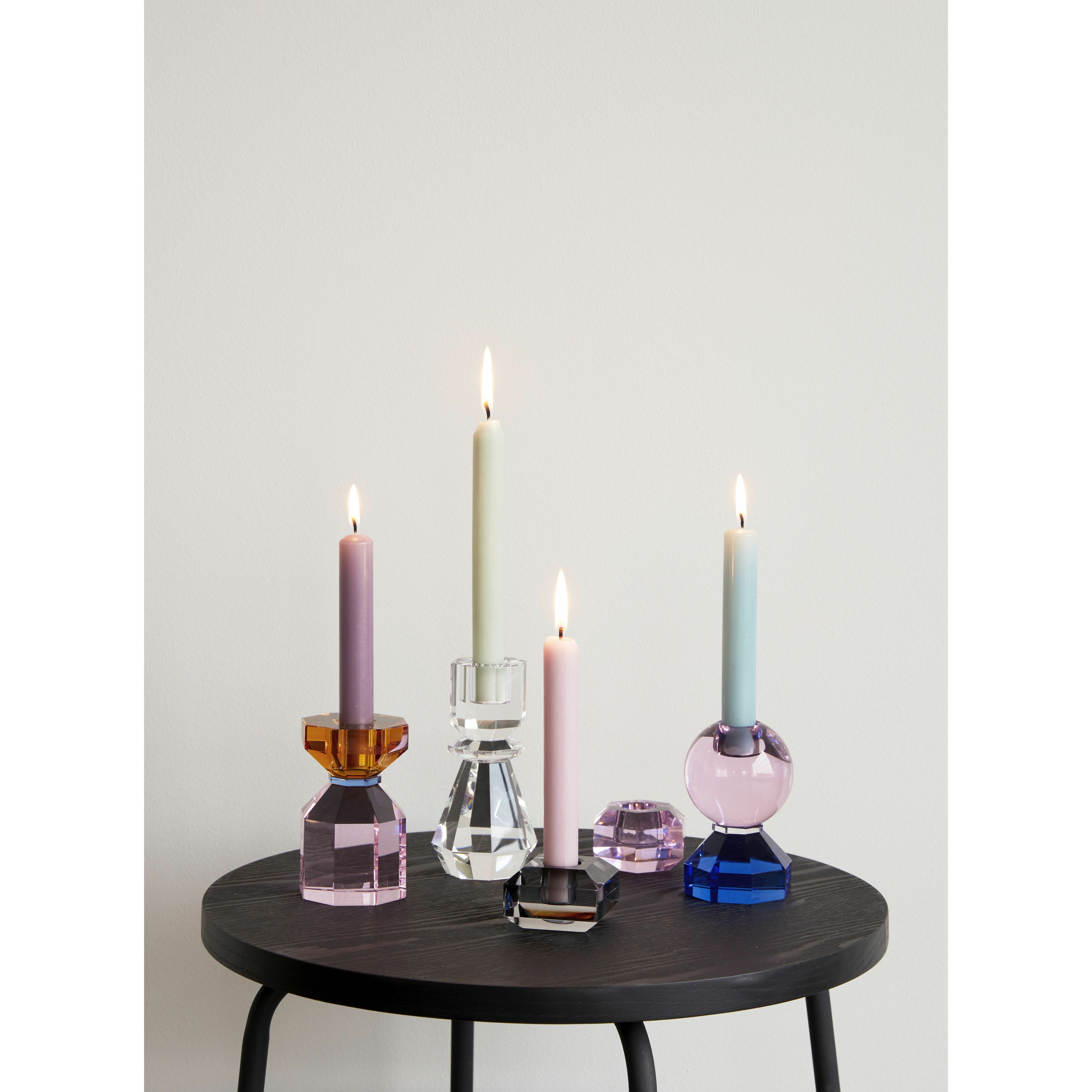 Candelabro de gema de Hübsch (conjunto de 2), rosa/gris