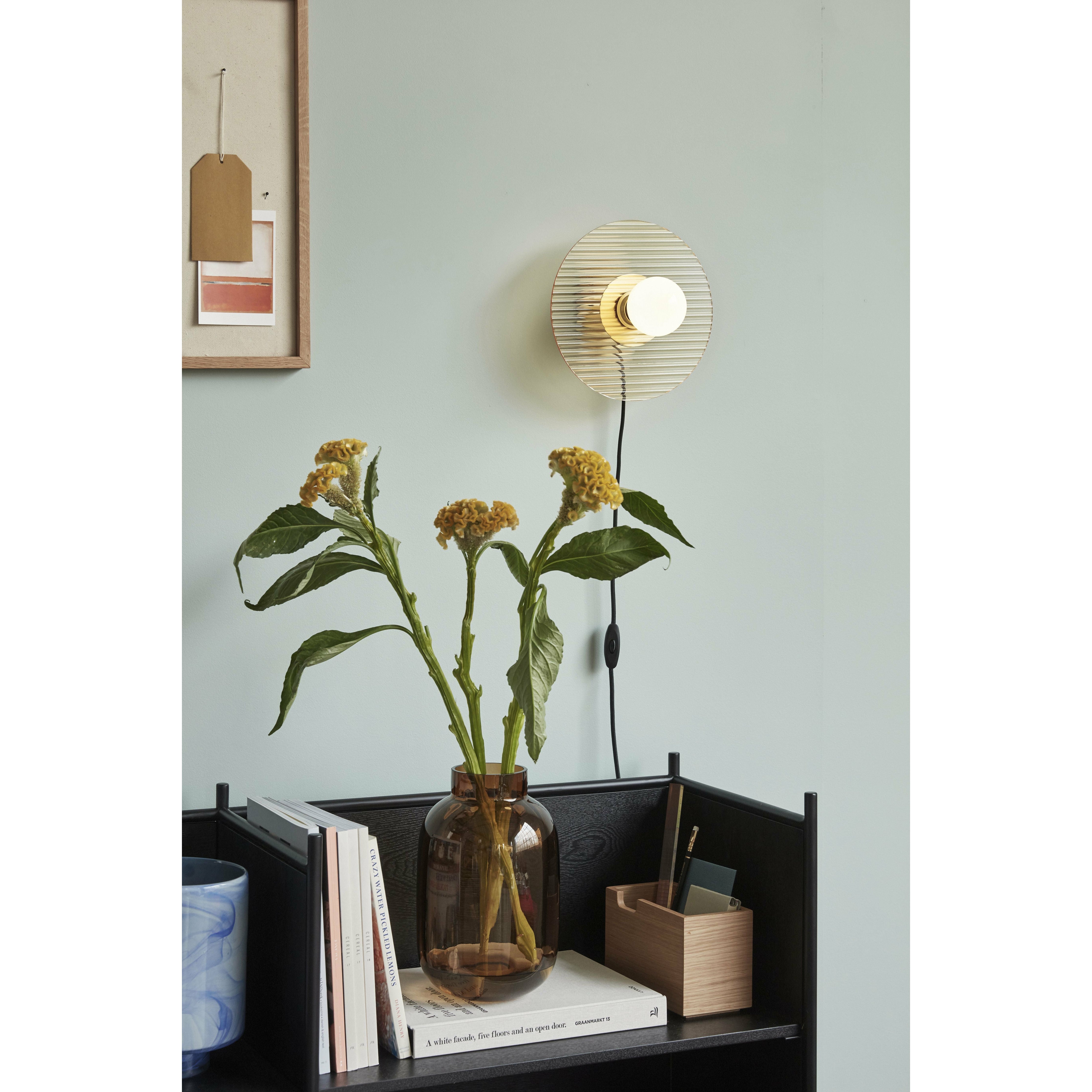 Hübsch Halo Wall Lamp With Bulb Glass/Metal Amber/Brass