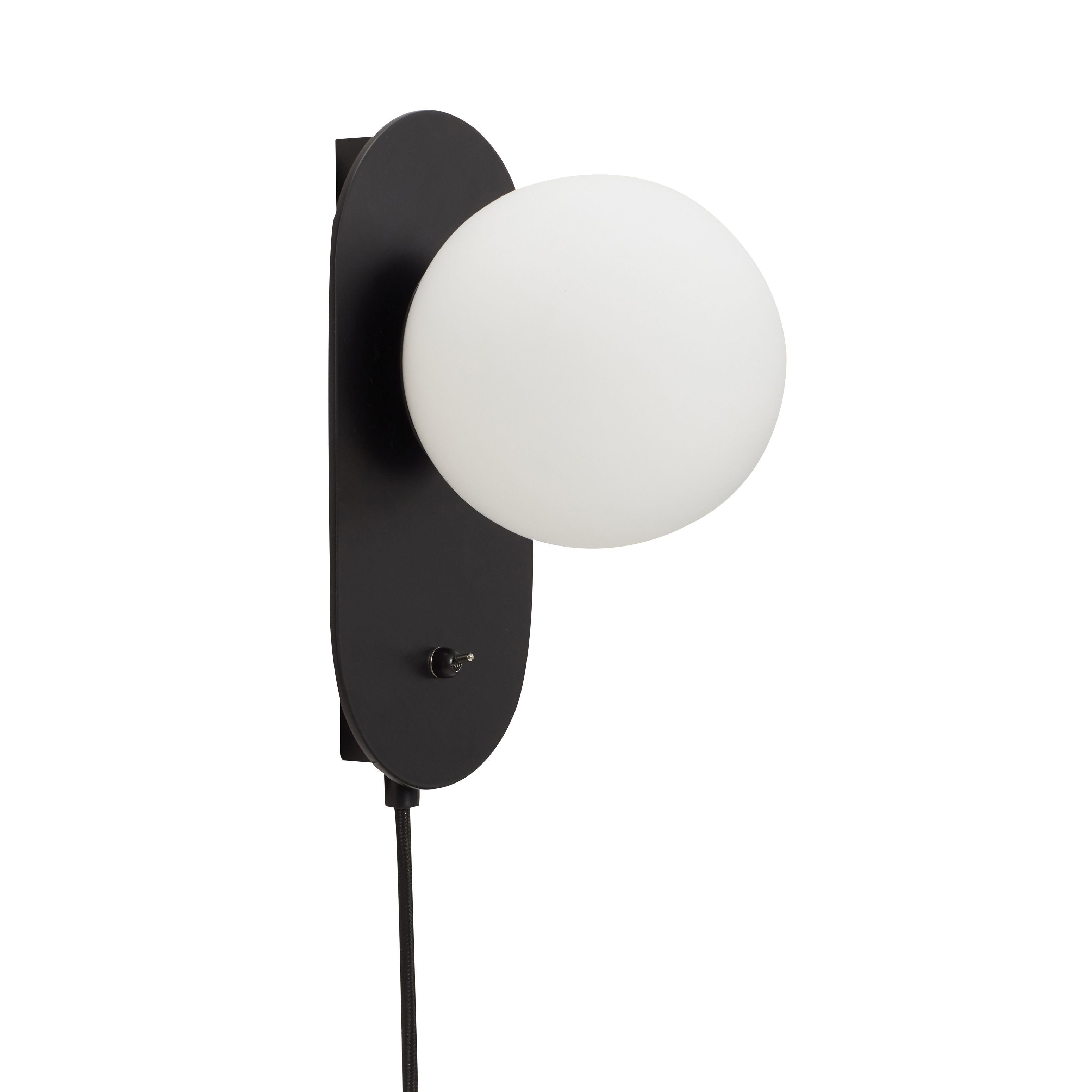 Hübsch Moon Wall Lampe Metal Noir / Opal