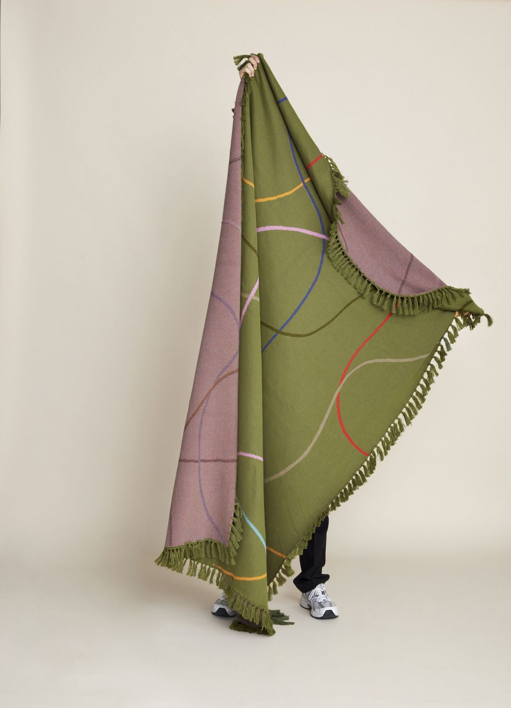 Hübsch Outline Throw, Green/Multicolor