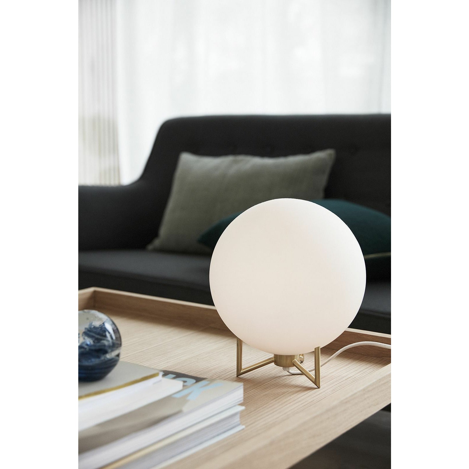 Hübsch Palm Table Lamp Metal/Glass White/Brass