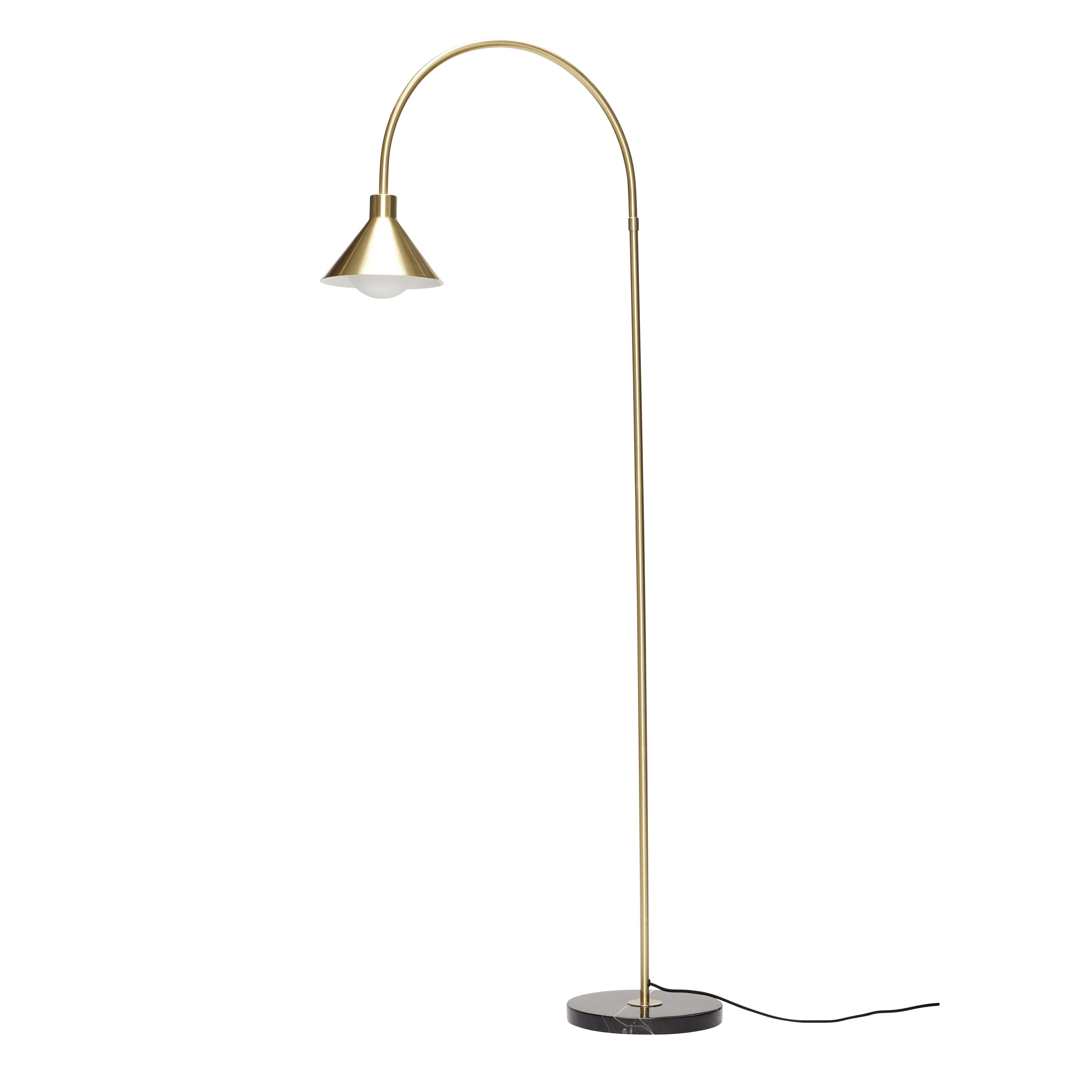 Hübsch Pipe Floor Lamp M/Marble Base Brass/Black