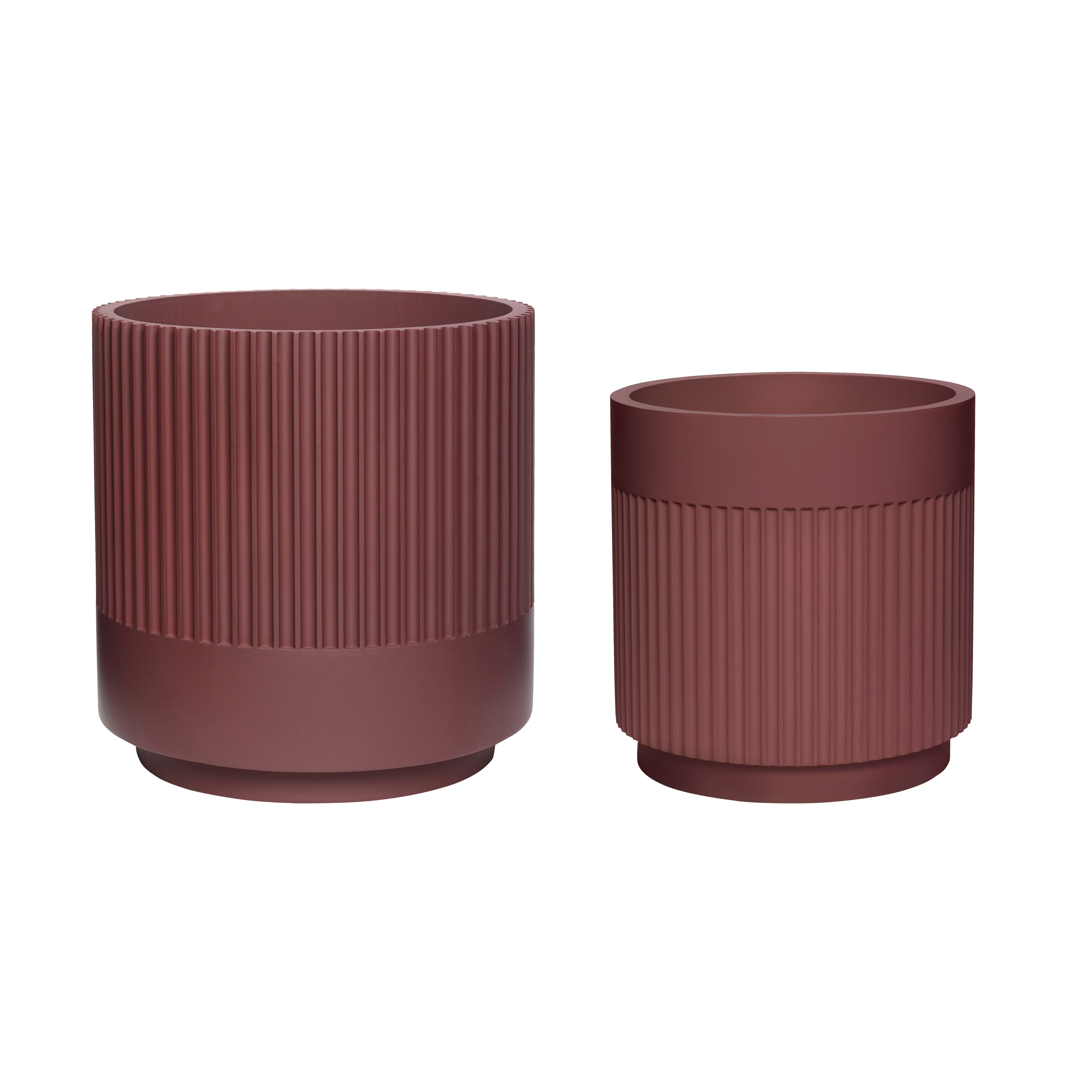 Hübsch Pots Pot Gypsum Bordeaux Set Of 2