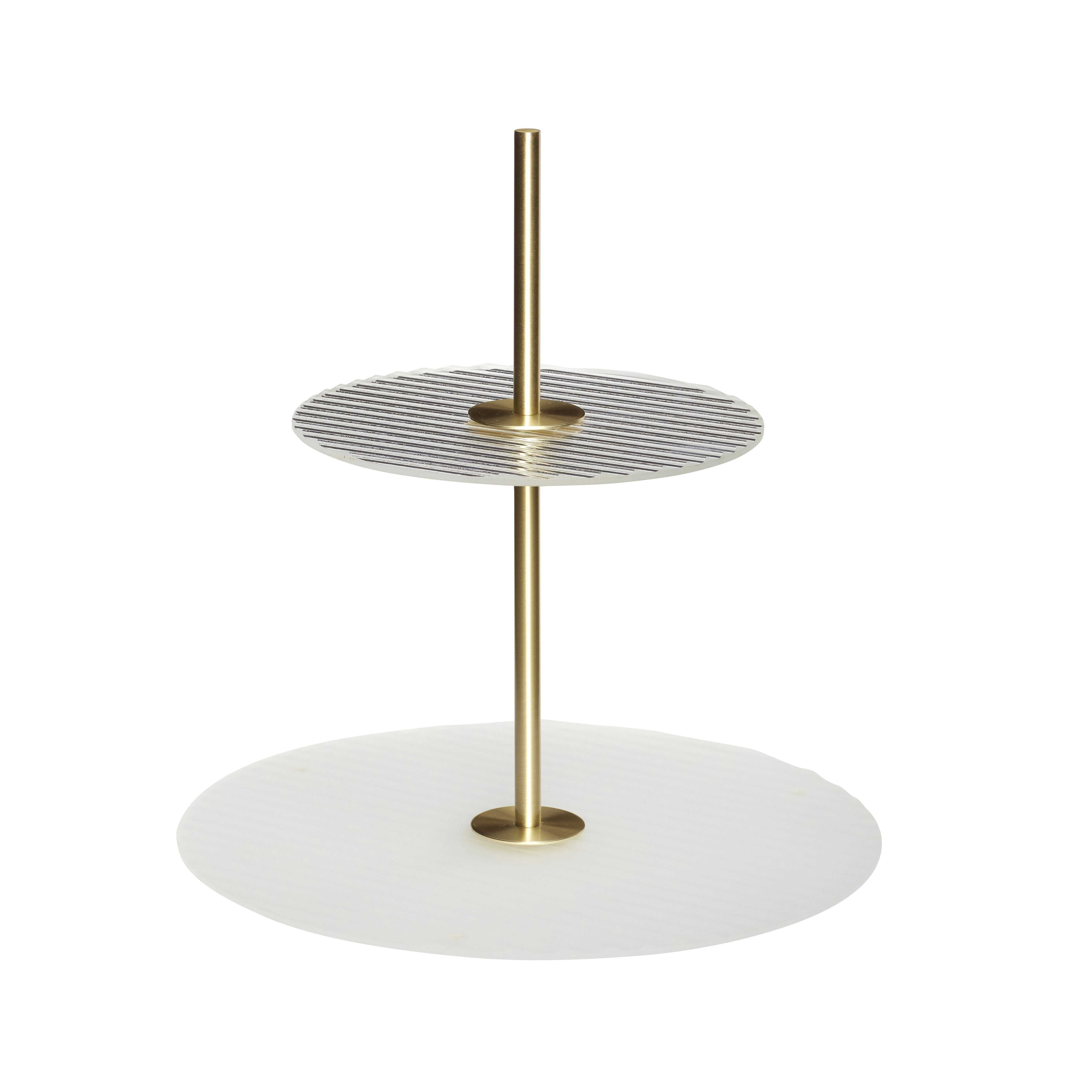 Hübsch Ripple Etagere Glass/Metal Frosted Glass/Clear/Brass