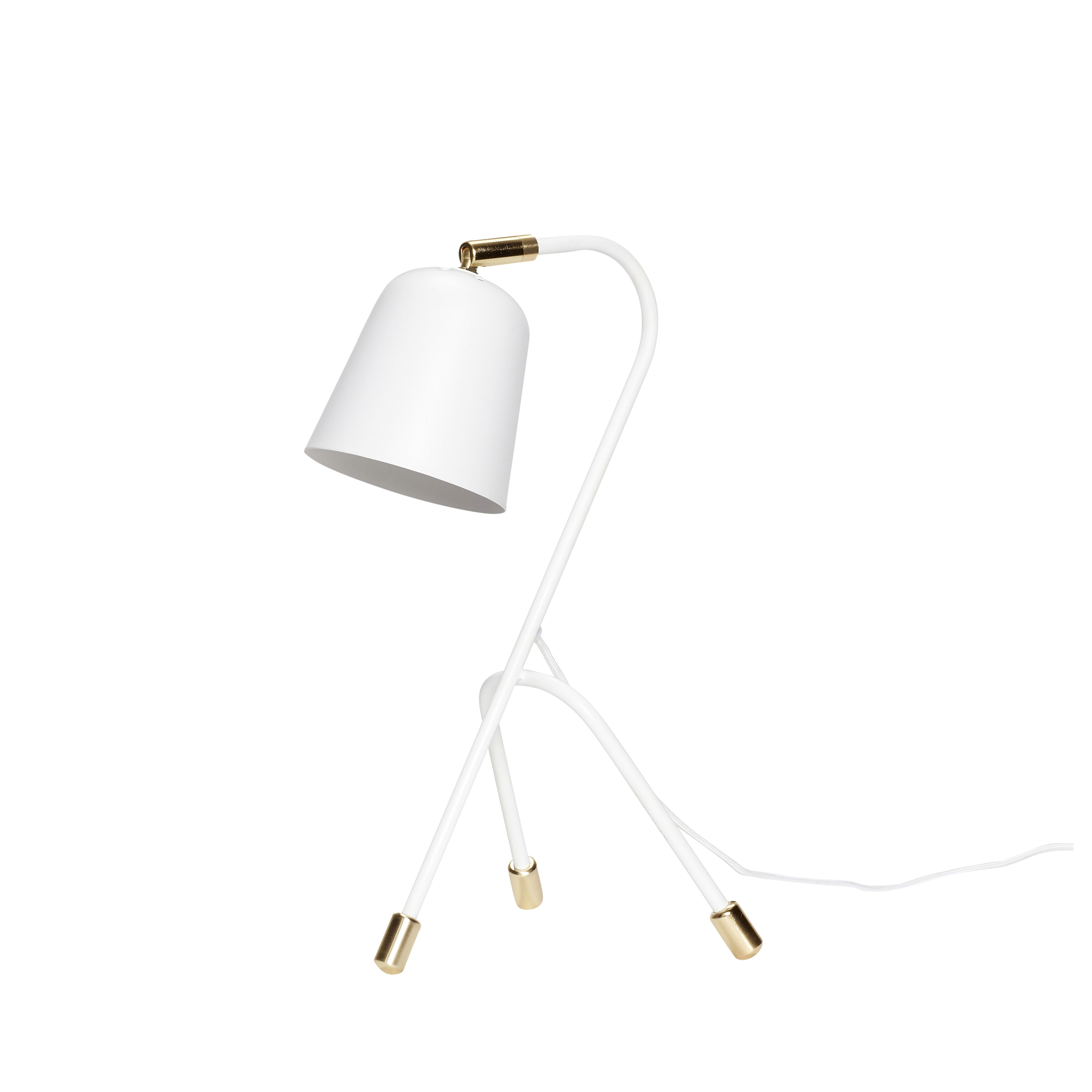 Lámpara de mesa Hübsch Metal White/Brass, 21x41x41 cm