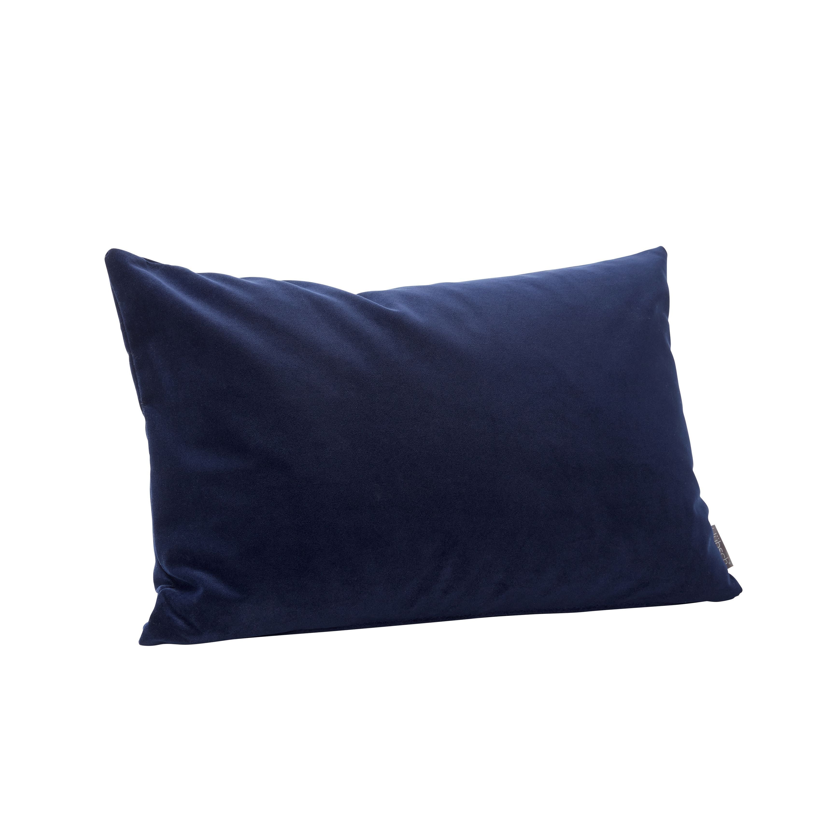 Hübsch Willow Cushion avec remplissage en bleu en velours