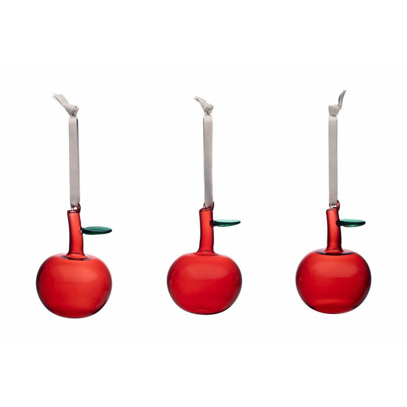 Iittala dekorationer glas äpplen, uppsättning av 3, röda