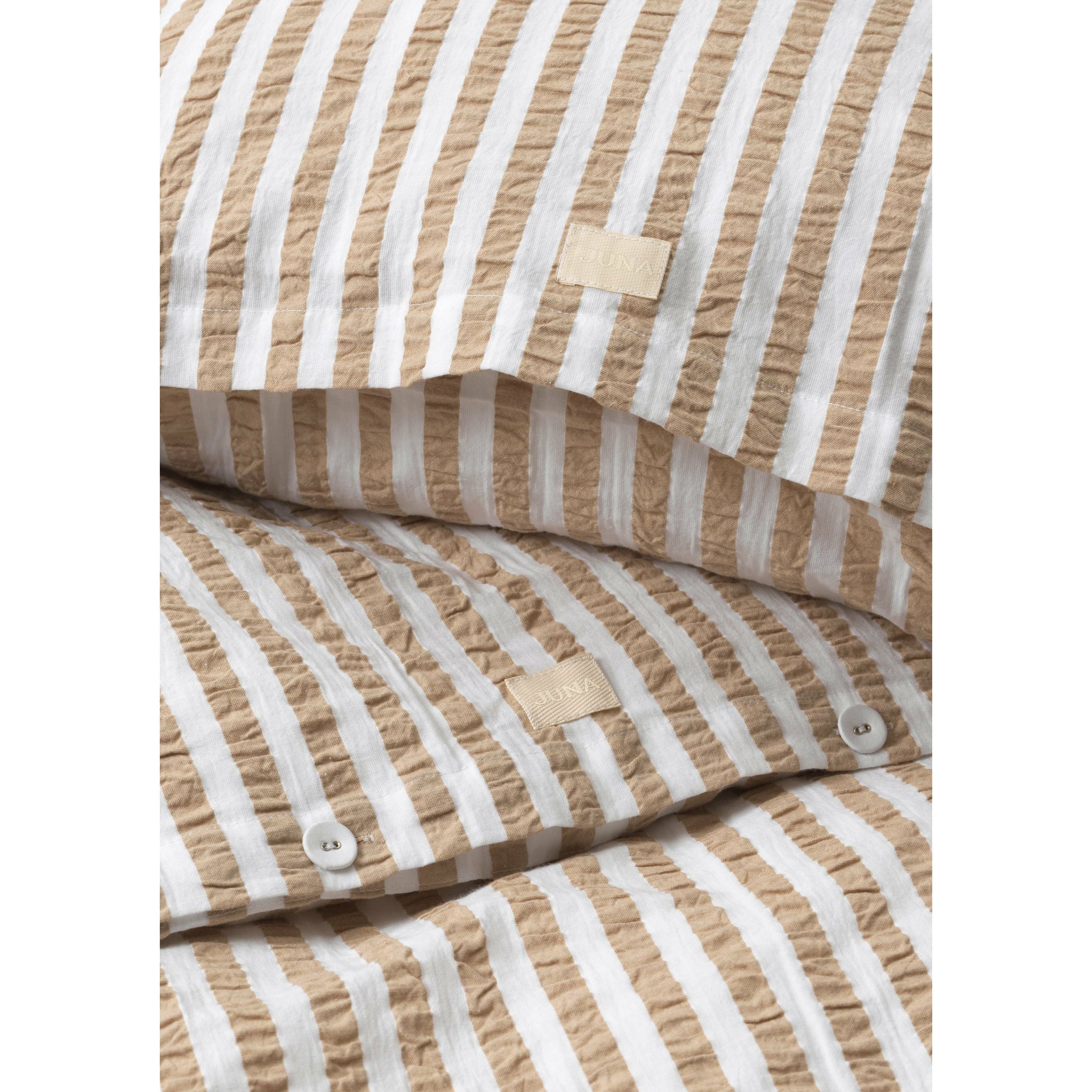 Juna Bæk & Bølge linjer sängkläder 140x200 cm, sand/vit