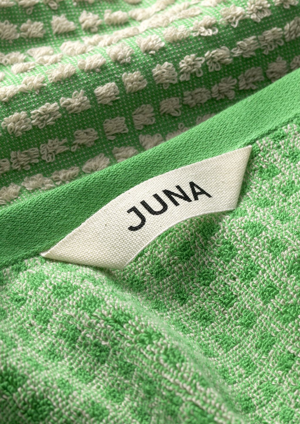 Toalla de cheques de Juna 50 x100 cm, verde/beige