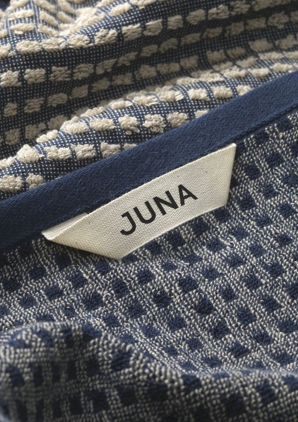 Juna Check Toull 70 x140 cm, bleu foncé / sable