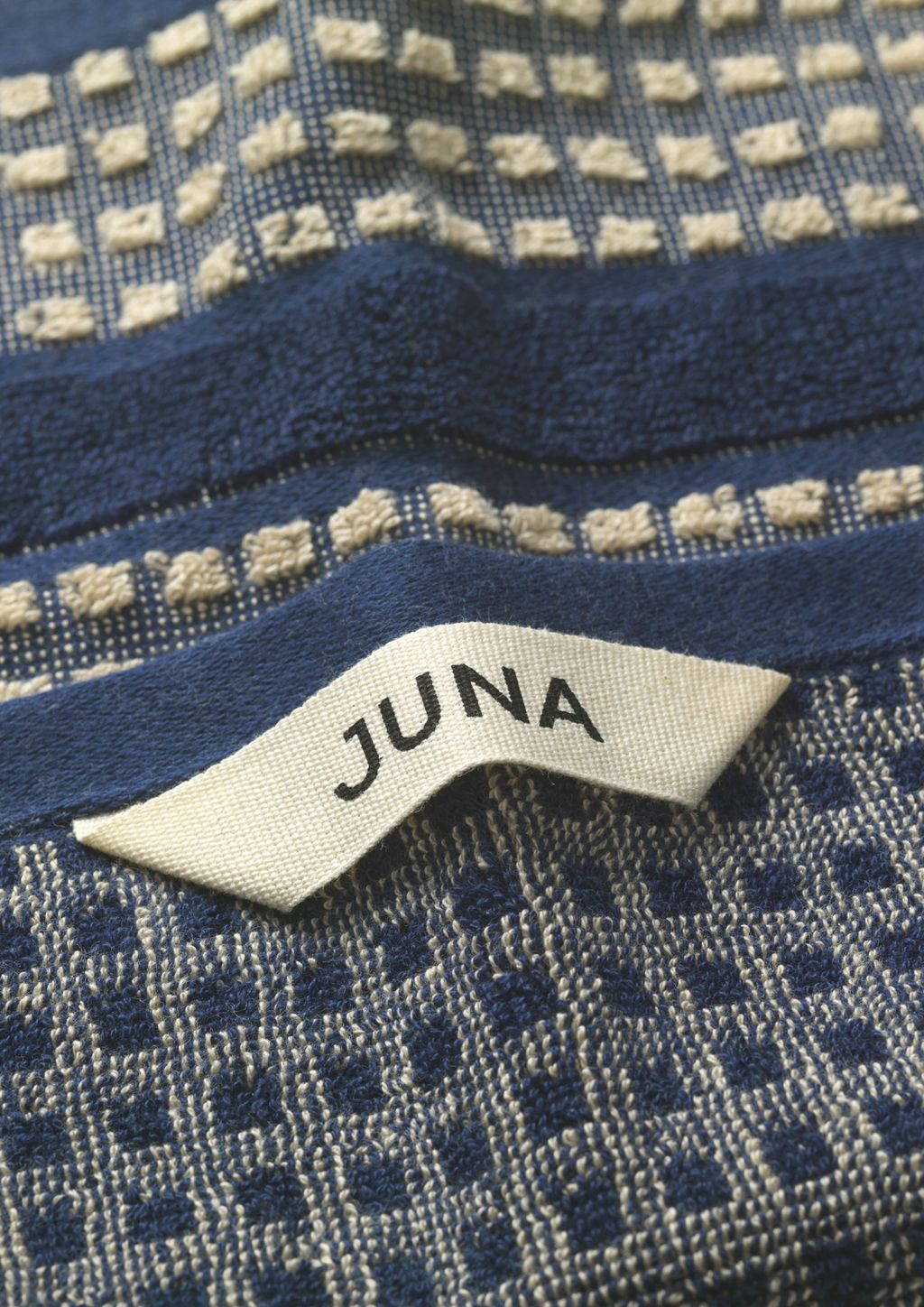Juna Check Washcloth 30 x30 cm, mørkeblå/sand