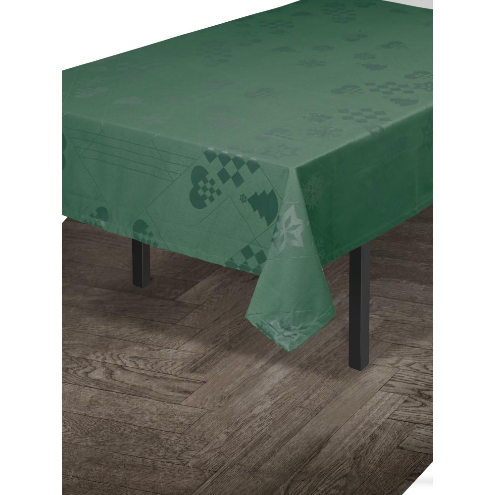 Juna Natale Damasque Tabgecloth Green, 150x370 cm