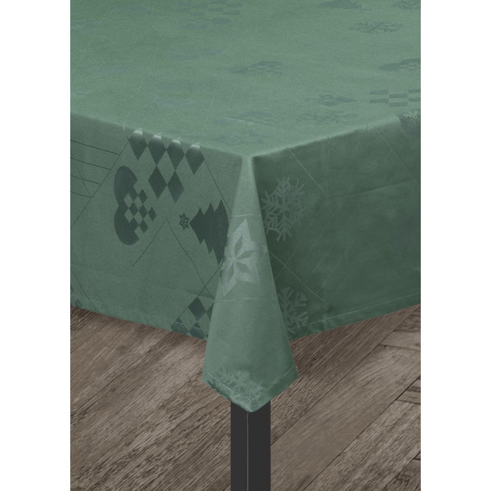 Juna Natale Damasque Tlecloth Green, 150x370 cm