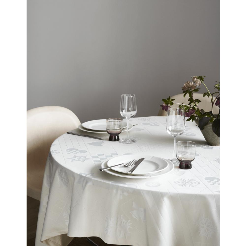 Toca de mesa de damasco de Juna Natale Offwhite, 150x270 cm