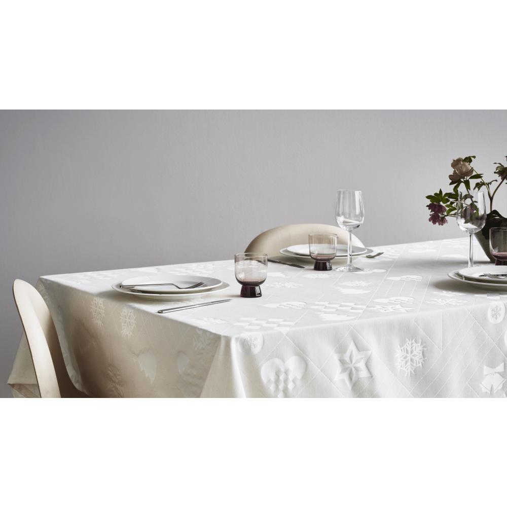 Toca de mesa de damasco de Juna Natale Offwhite, 150x270 cm