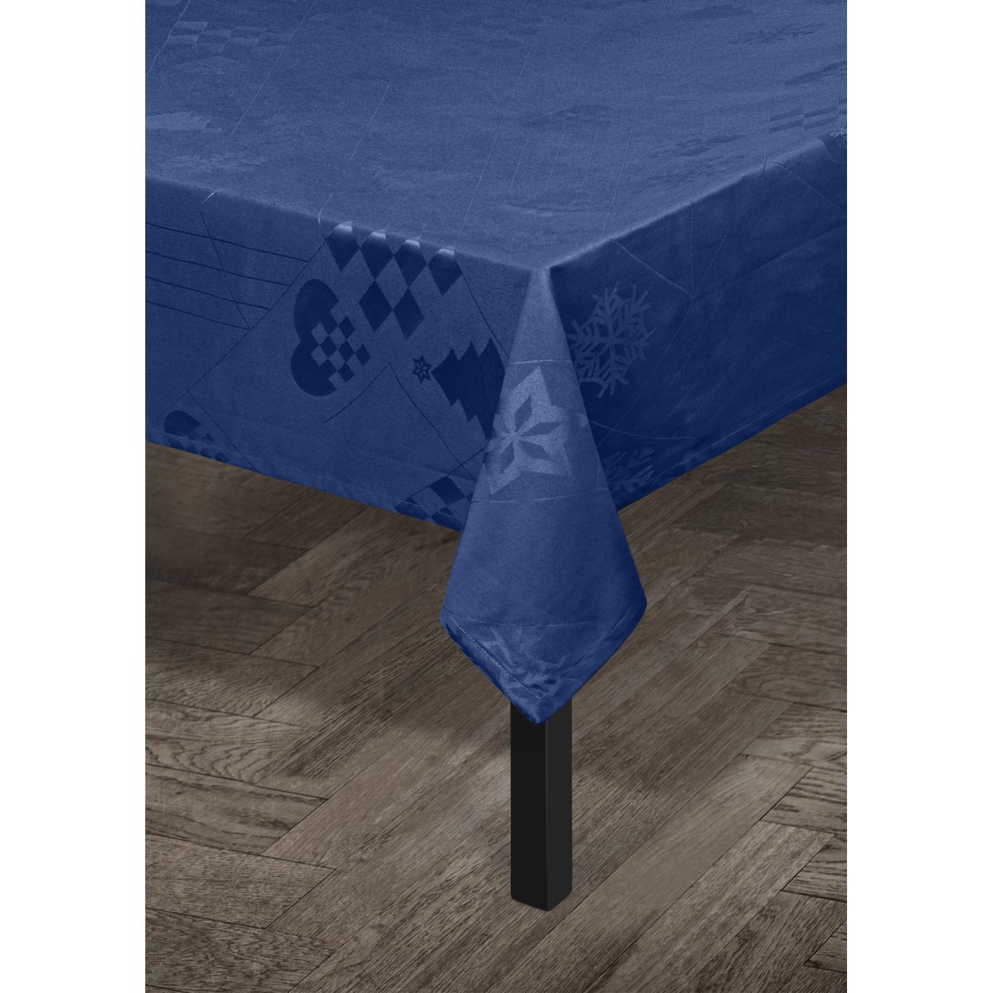 Nappe damassé Juna Natale bleu, 150x320 cm
