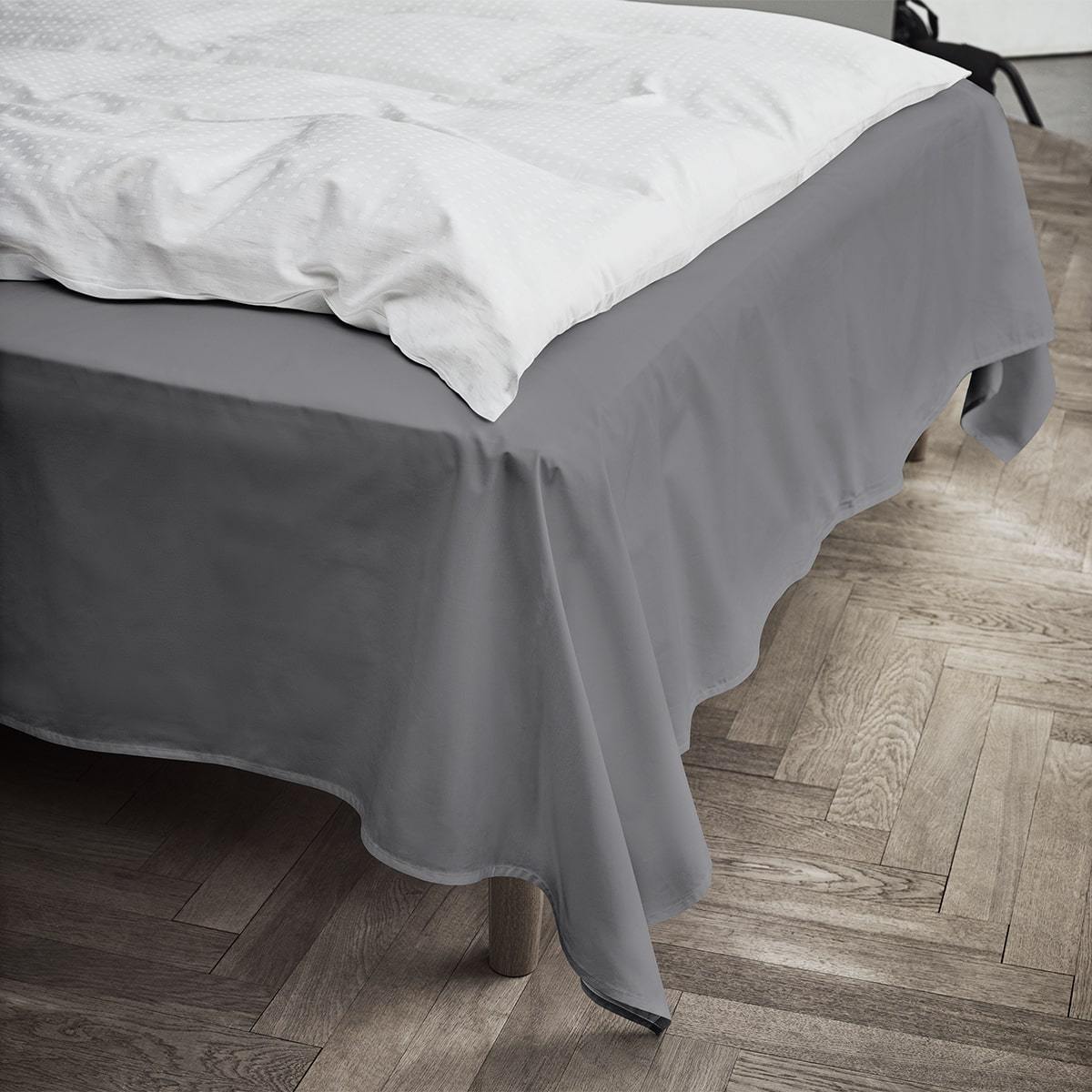 JURA PERCALE Flat Sheet Grey, 150x250 cm