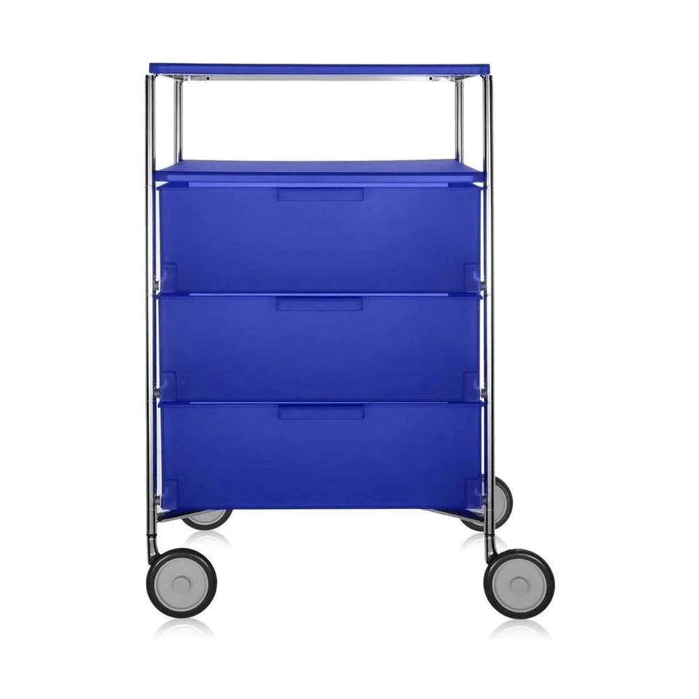 Kartell Mobil 3 tiroirs et 1 étagère avec roues, bleu cobalt