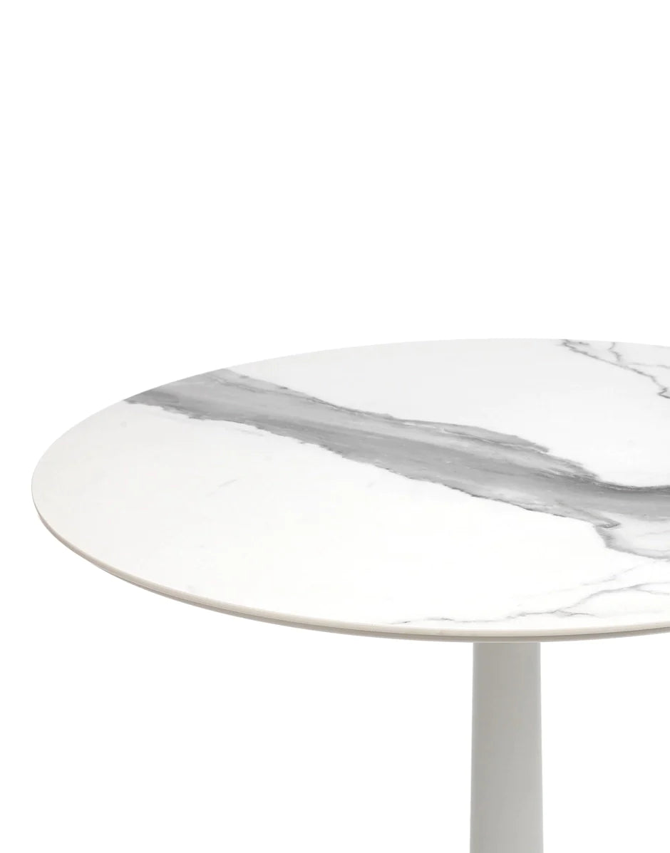 Kartell Multiplo Table Round With Star Base Marble ⌀78 Cm, White