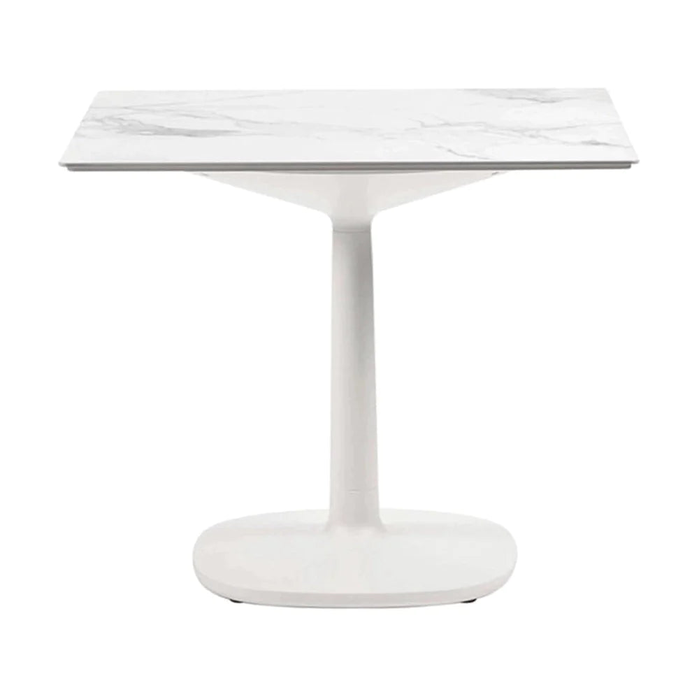 Kartell Multiplo Table Runde mit quadratischer Basis Marmor 78x78 cm, weiß