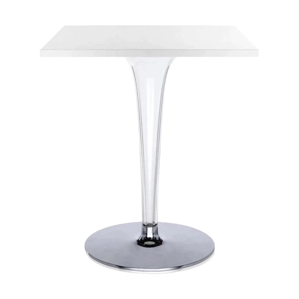 Table supérieure kartell carré extérieur avec base ronde 60x60 cm, blanc