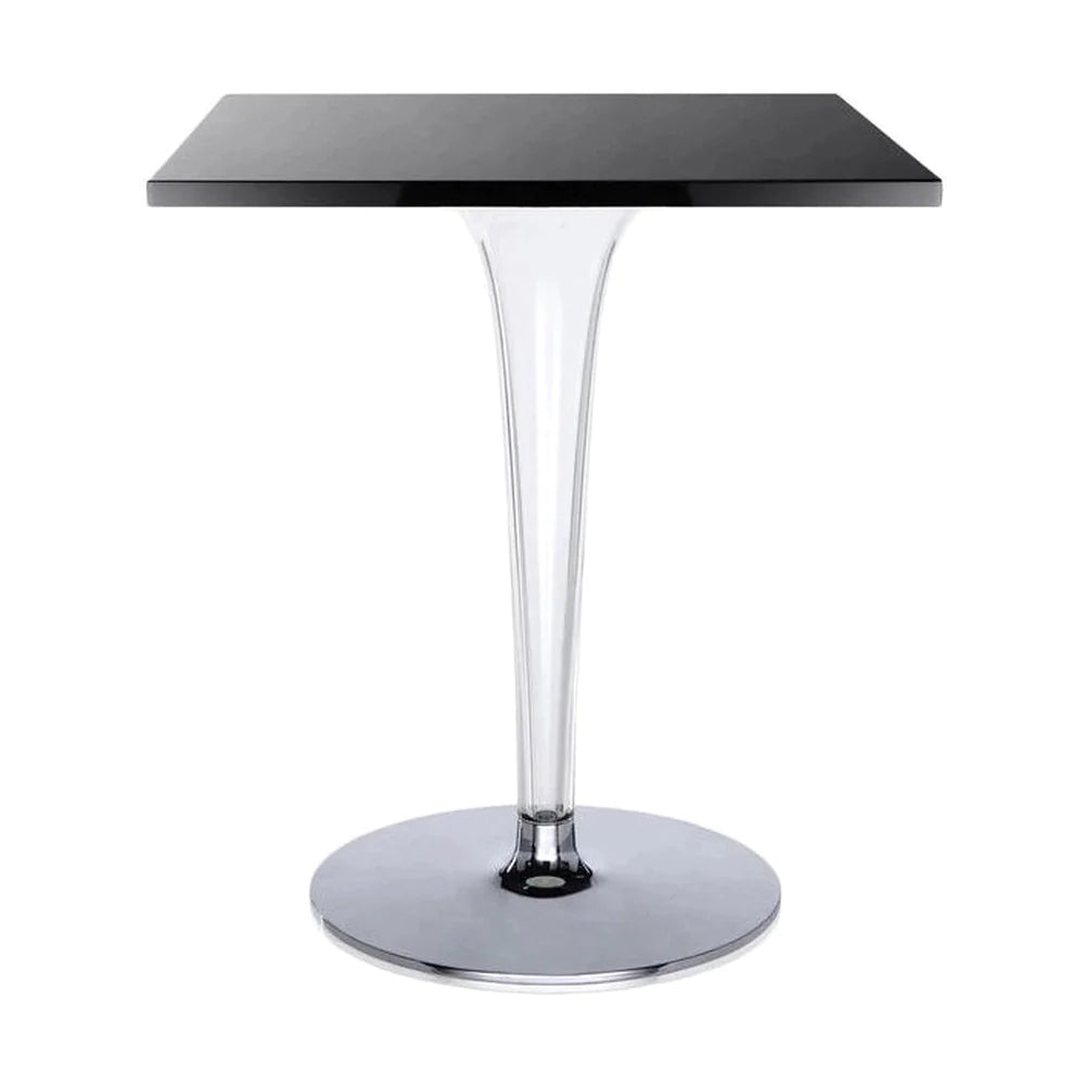 Kartell Top Top Table Square Outdoor With Round Base 60x60 Cm, Black