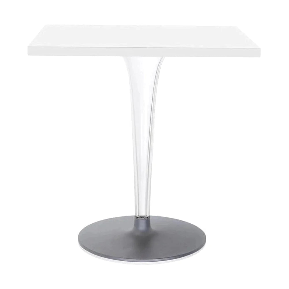 Kartell Top Top Table Square Outdoor With Round Base 70x70 Cm, White