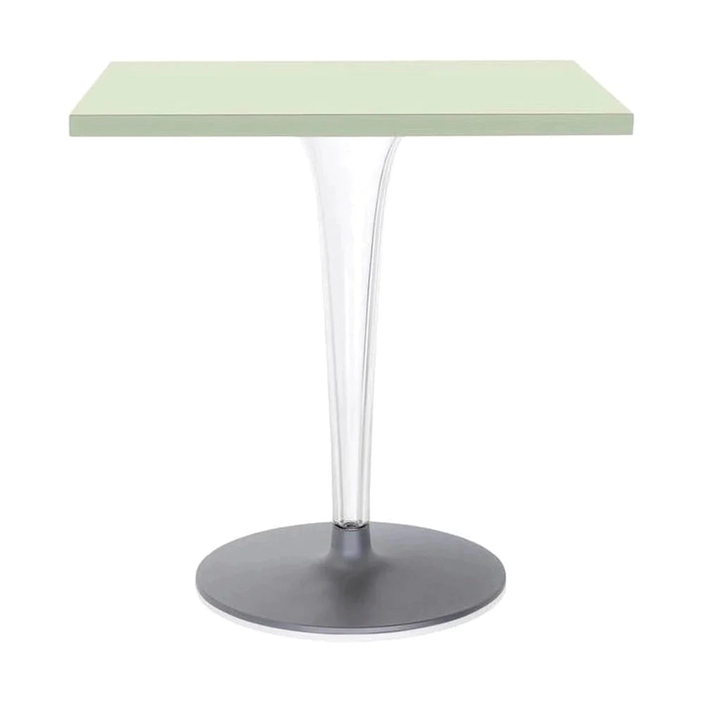 Kartell Top Top Table Square With Round Base 70x70 Cm, Green