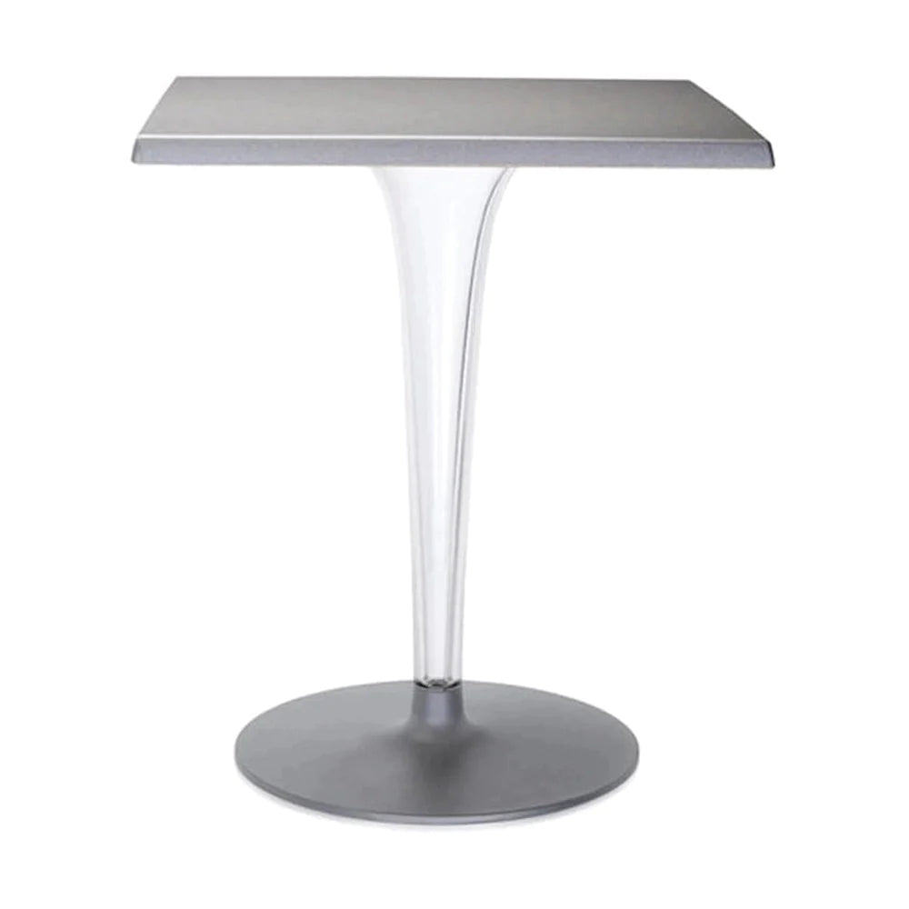 Kartell Top Top Table Square With Round Base 70x70 Cm, Aluminium