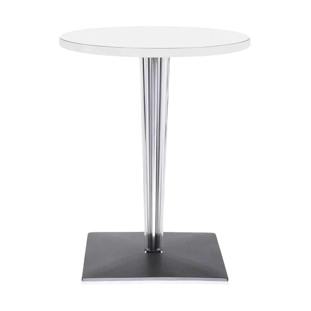 Table supérieure kartell rond extérieur avec base carrée ⌀60 cm, blanc