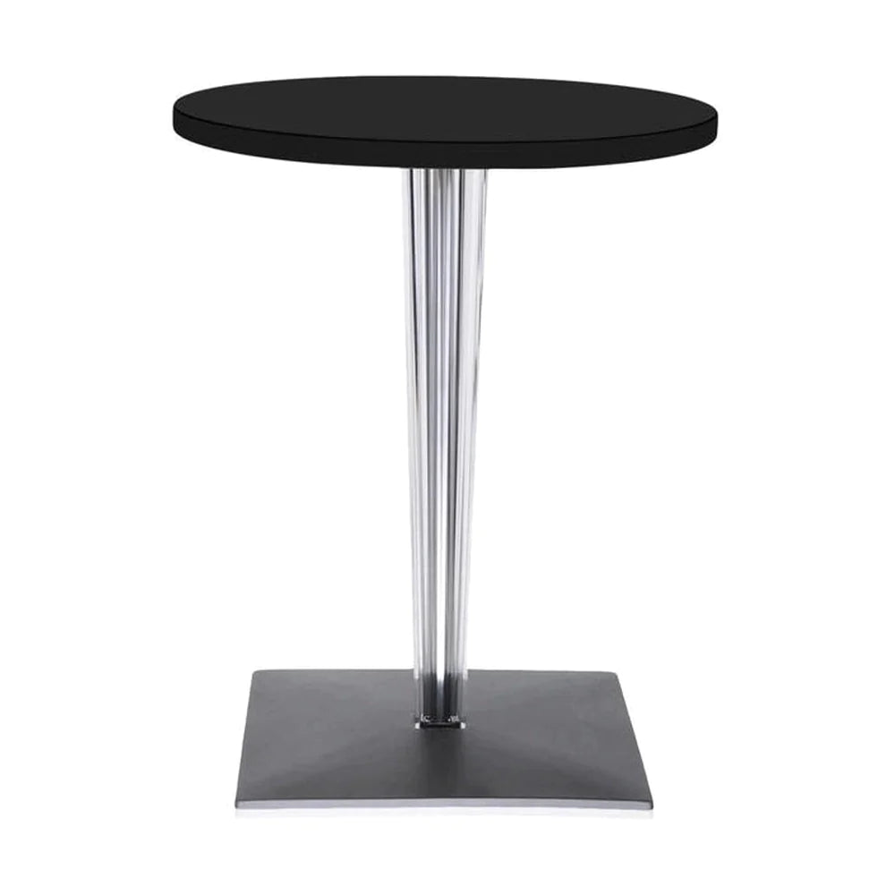 Table supérieure kartell rond extérieur avec base carrée ⌀60 cm, noir