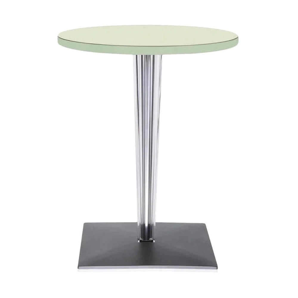 Table supérieure kartell rond extérieur avec base carrée ⌀60 cm, vert