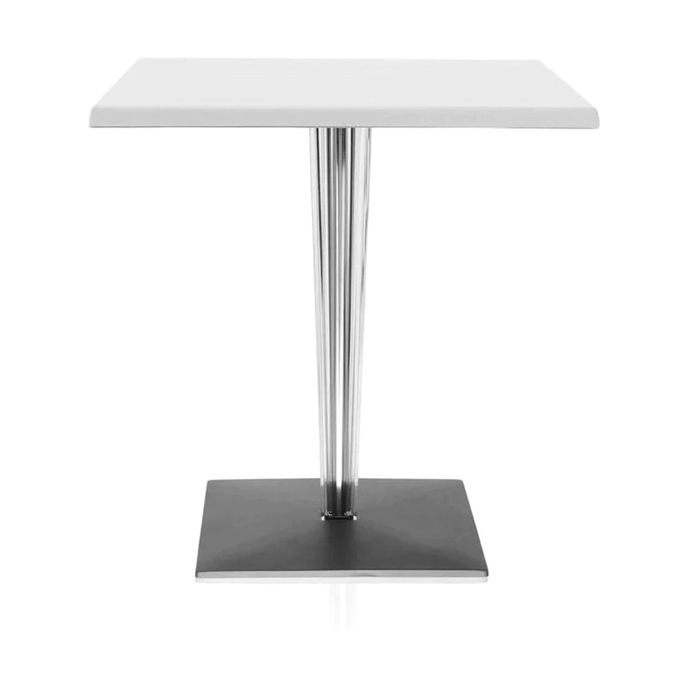 Table supérieure kartell carré extérieur avec base carrée 60x60 cm, blanc