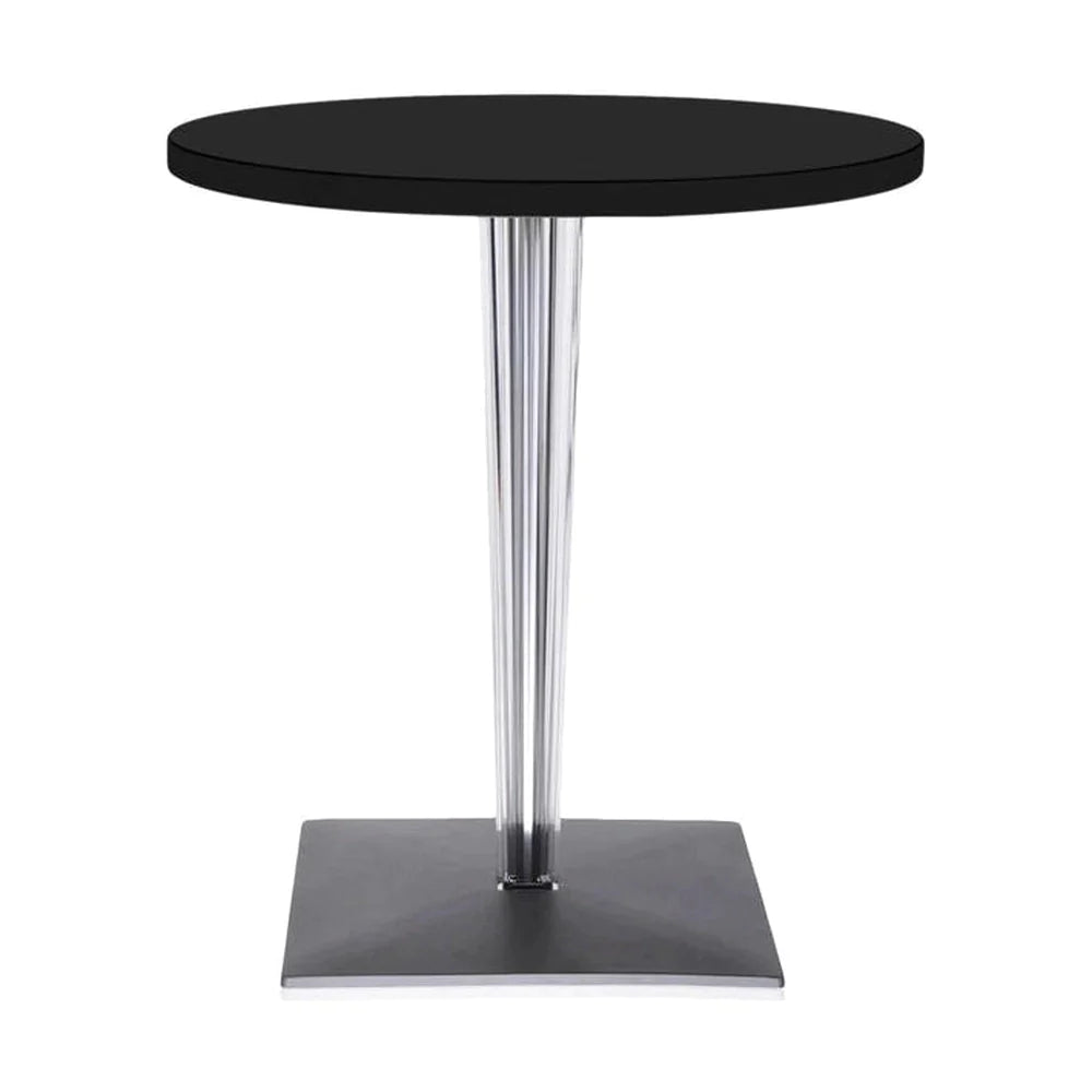 Table supérieure kartell rond extérieur avec base carrée ⌀70 cm, noir