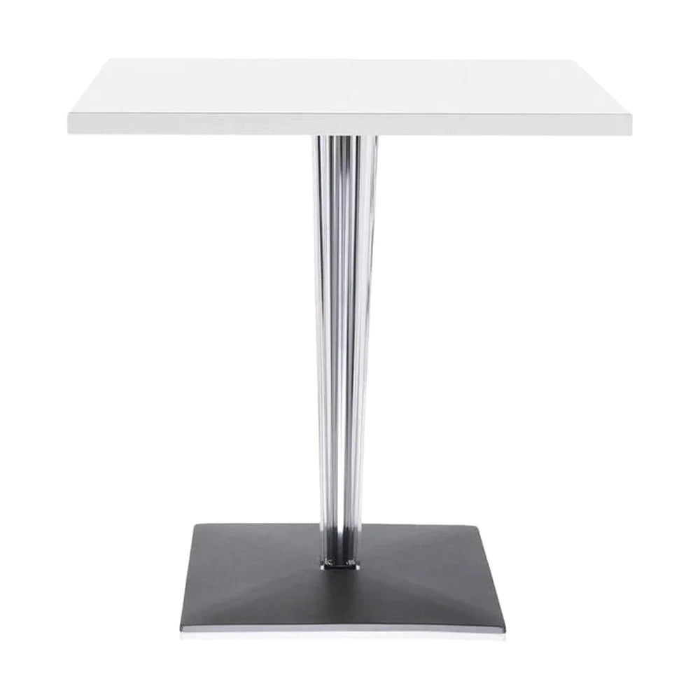 Table supérieure kartell carré extérieur avec base carrée 70x70 cm, blanc