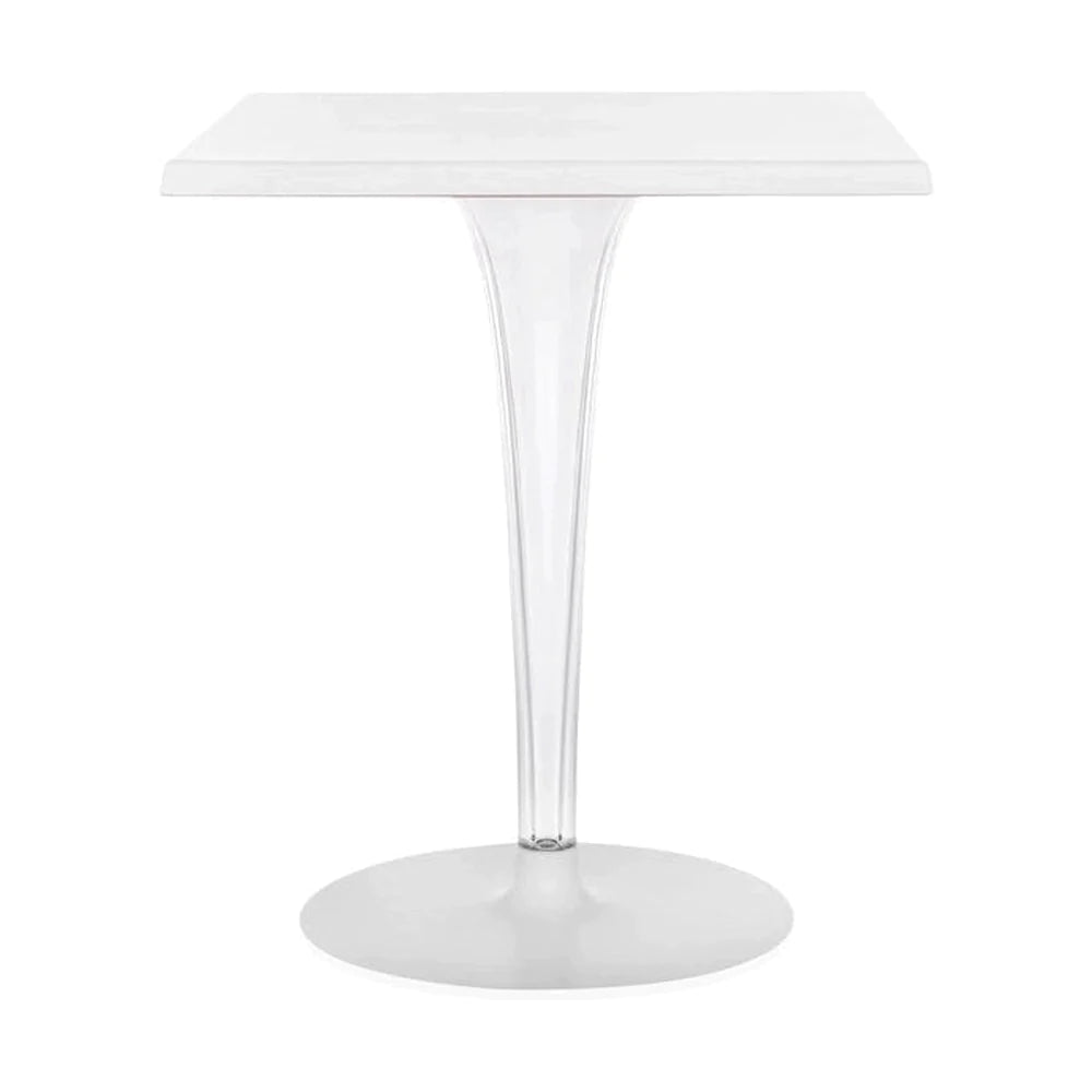 Table supérieure Kartell par Dr. Yes Square avec une base ronde 60x60 cm, blanc