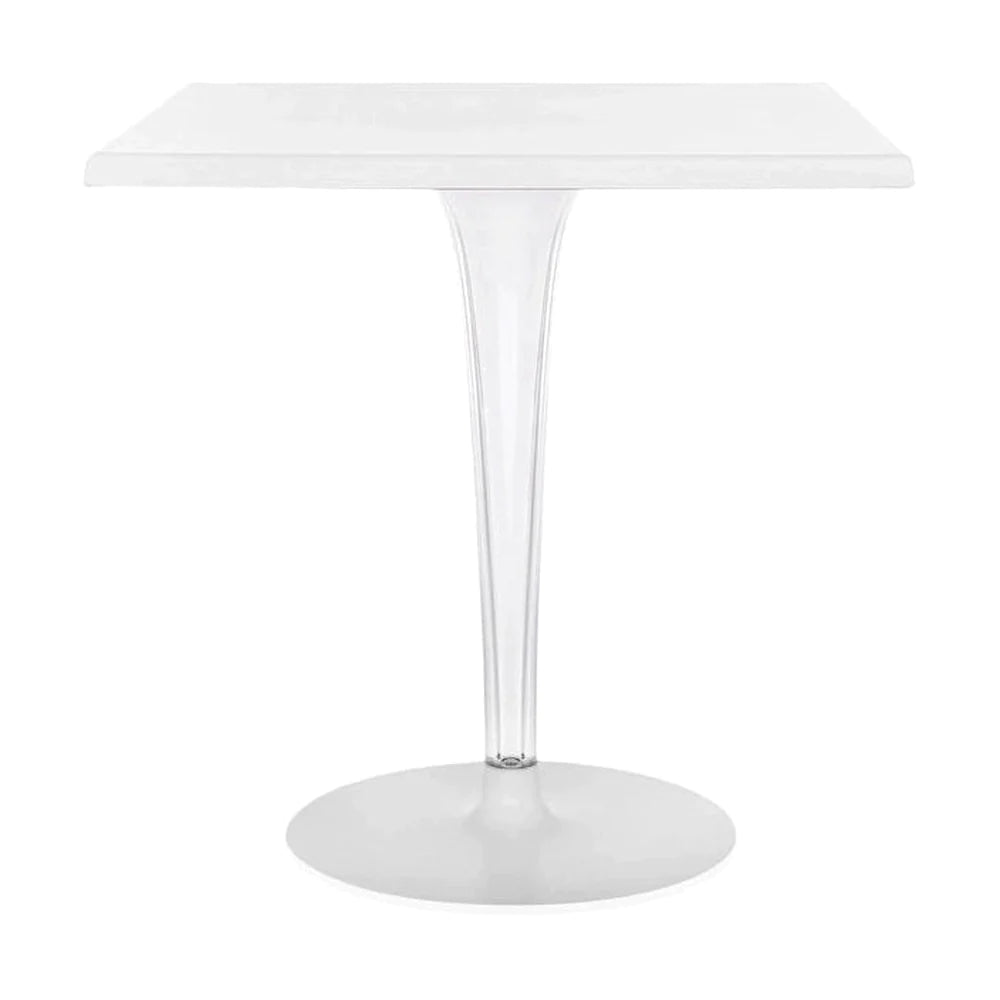 Table supérieure Kartell par Dr. Yes Square avec une base ronde 70x70 cm, blanc