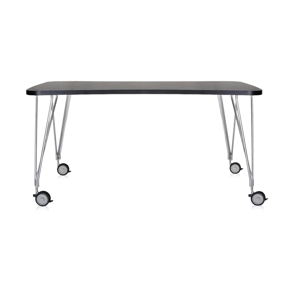 Kartell Max Desk med hjul 160x80 cm, skiffer/krom