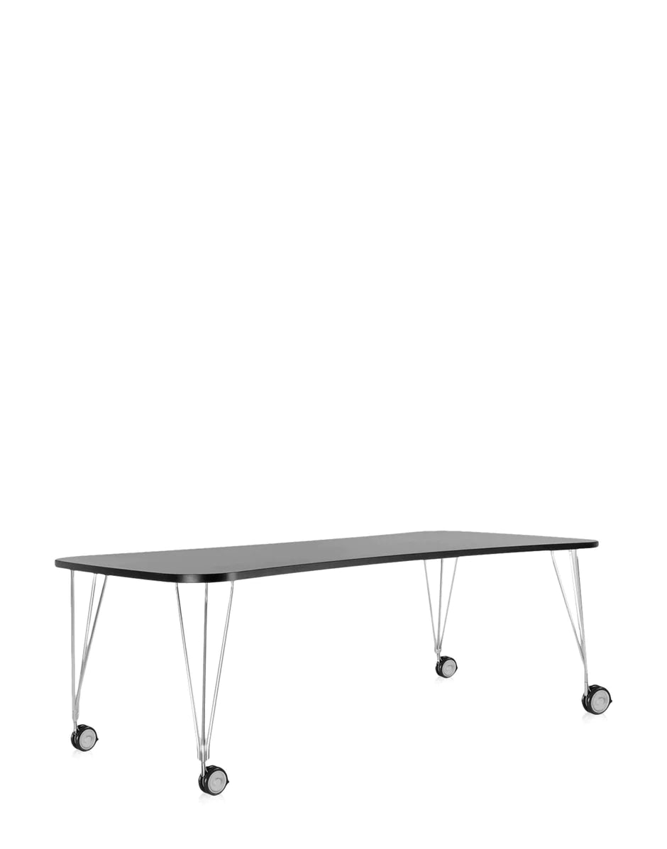 Kartell Max Desk mit Rädern 190x90 cm, Schiefer/Chrom