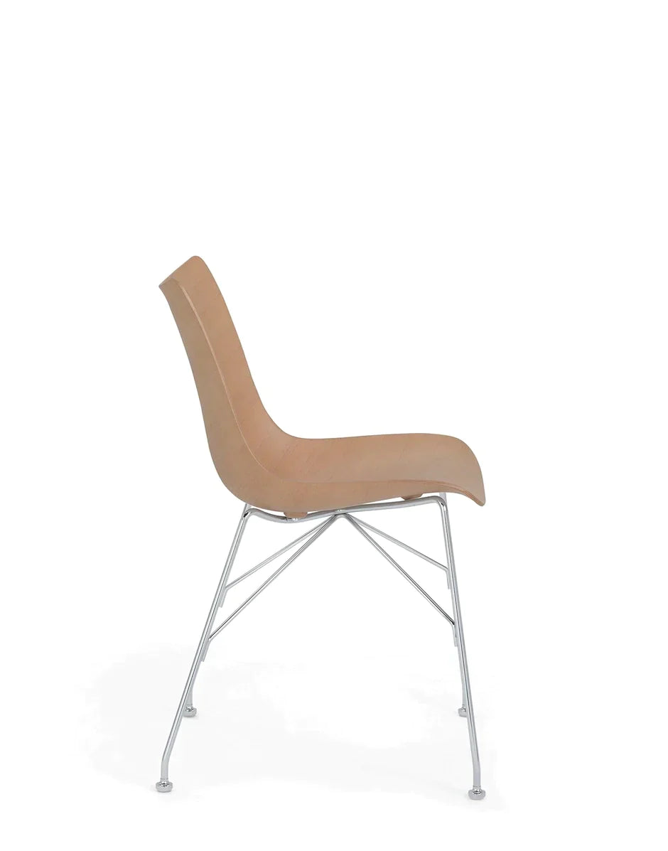 Kartell P/Wood Chair Basic Veneer, Light Wood/Chrome