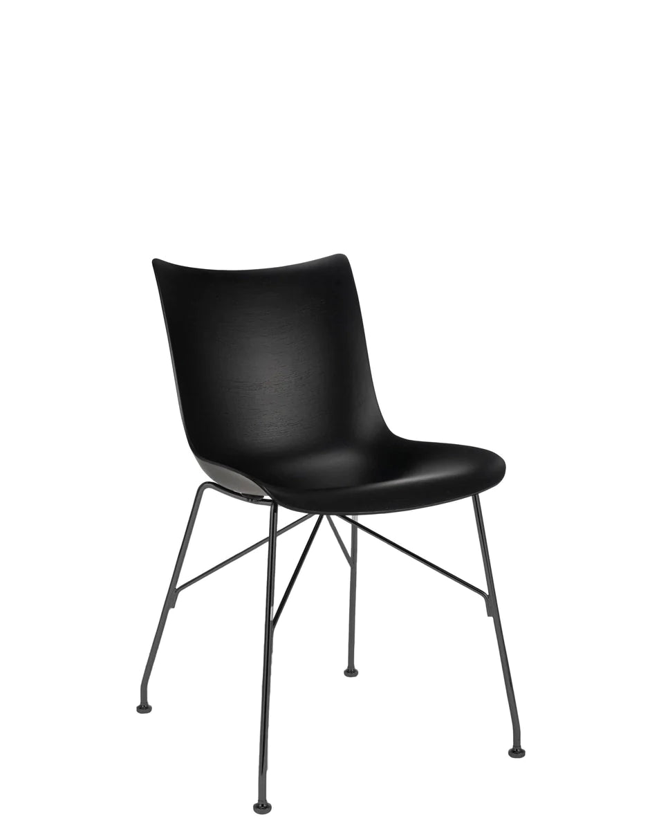 Kartell P/Wood Chair Basic Veneer, Black Wood/Black